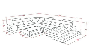 Molinaro Leather Sectional with Adjustable Headrest