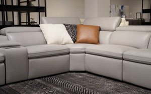 Maison Leather Recliner Sectional Sofa With Console
