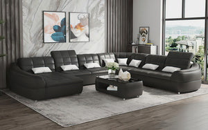 Aumin Modern XL Leather Sectional With Chaise
