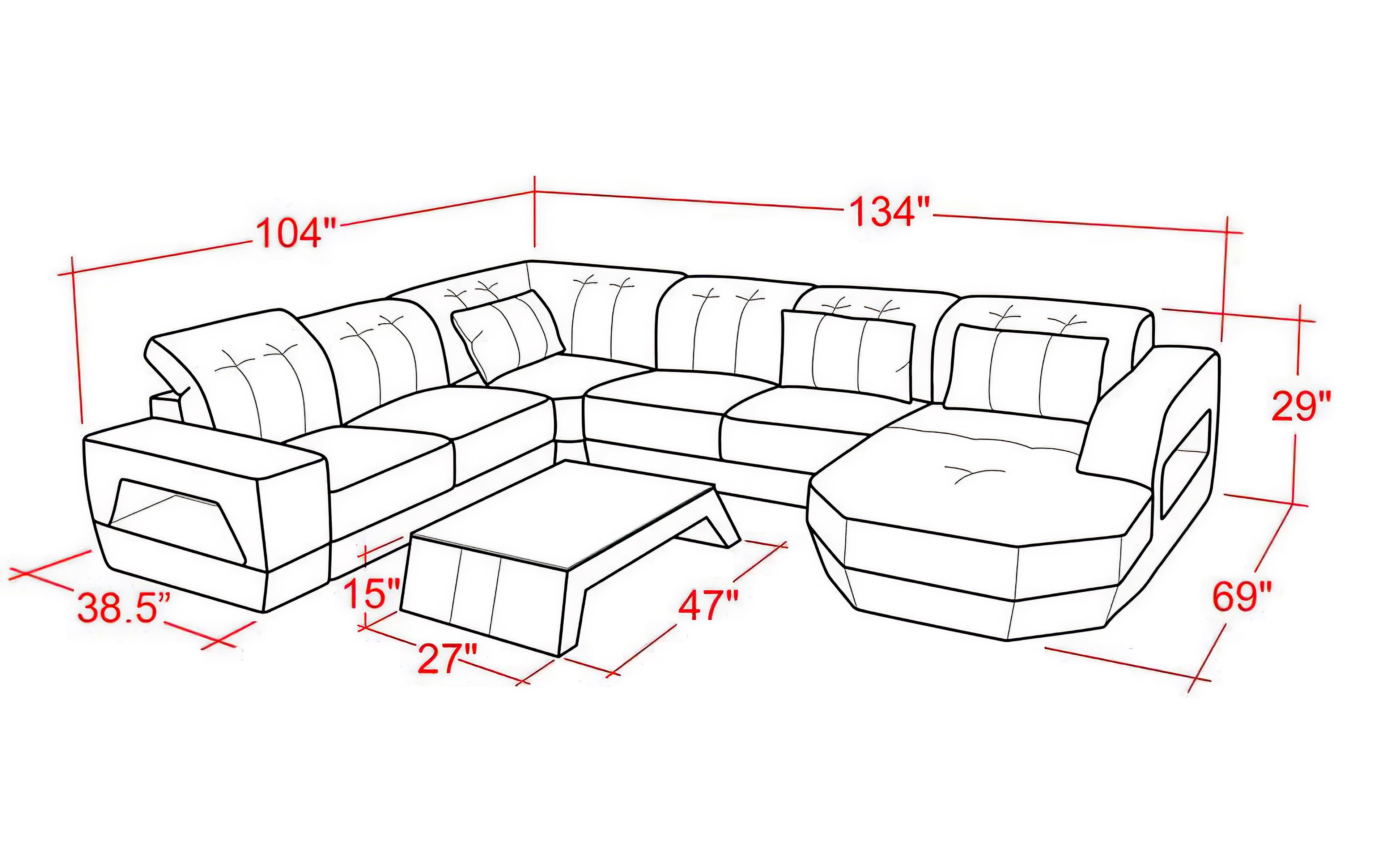 Bozeman Leather Sectional with Shape Chaise