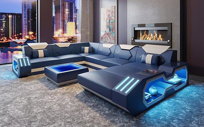 Sahara Modern Leather Sectional with LED Light