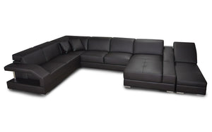 Sadie Modern U-Shape Leather Sectional with Side Chaise