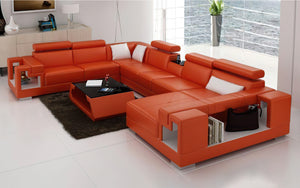 Moore Leather Sectional with Storage