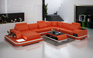 Everly Leather Sectional with LED Lights
