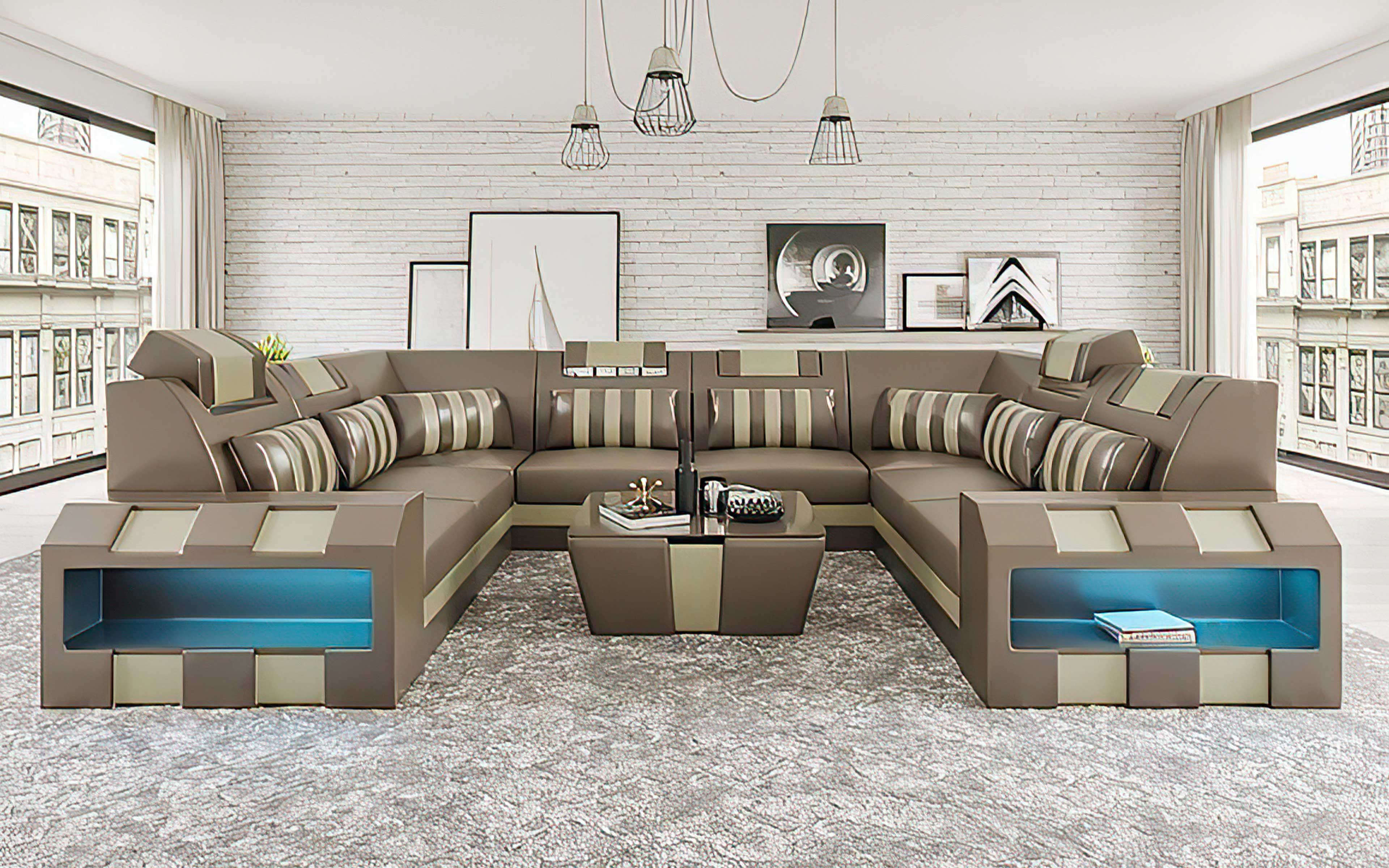 Cosmo XL U-Shape LED Sectional - Extra Large Party Couch for Big Spaces