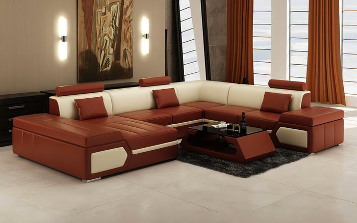 Lanz Modern Leather Sectional with Chaise