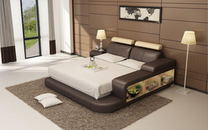 Golden Leather Bed With 3 Storages