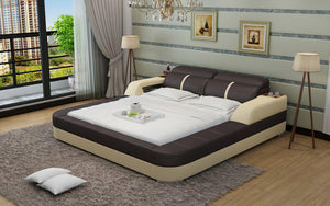 Denya Modern Leather Bed With Storage