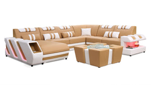 Neptune Modern Leather Sectional with LED Light