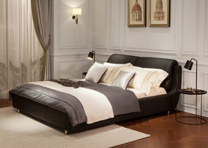 Cabinda Black Leather Bed
