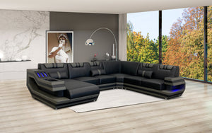 Celine Modern Leather Sectional with LED Light
