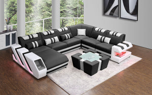 Neptune Modern Leather Sectional with LED Light