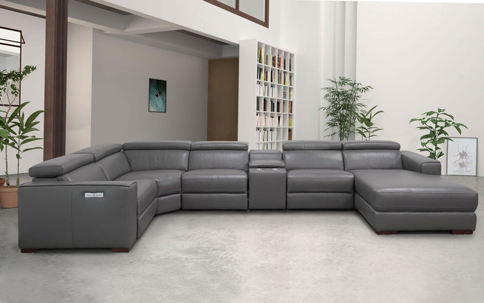 Birt Leather Recliner Sectional Sofa With Chaise