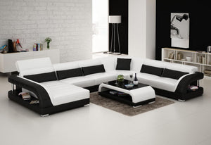 White And Black Leather Sectional