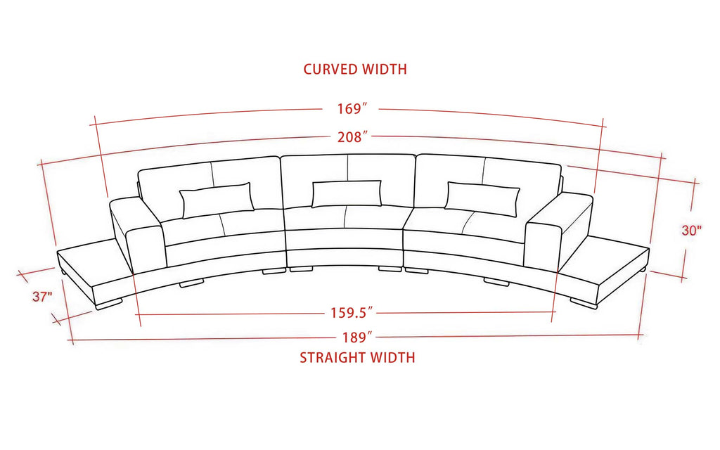 Frida Modern Curve Shape Leather Sectional