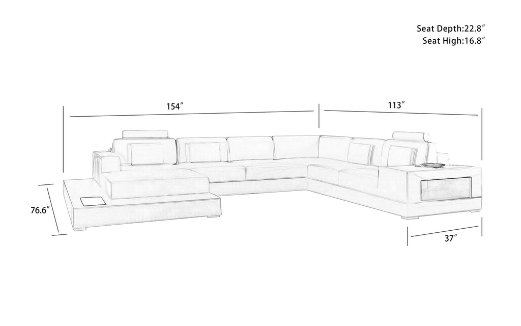 Theresa Modern U-Shape Leather Sectional