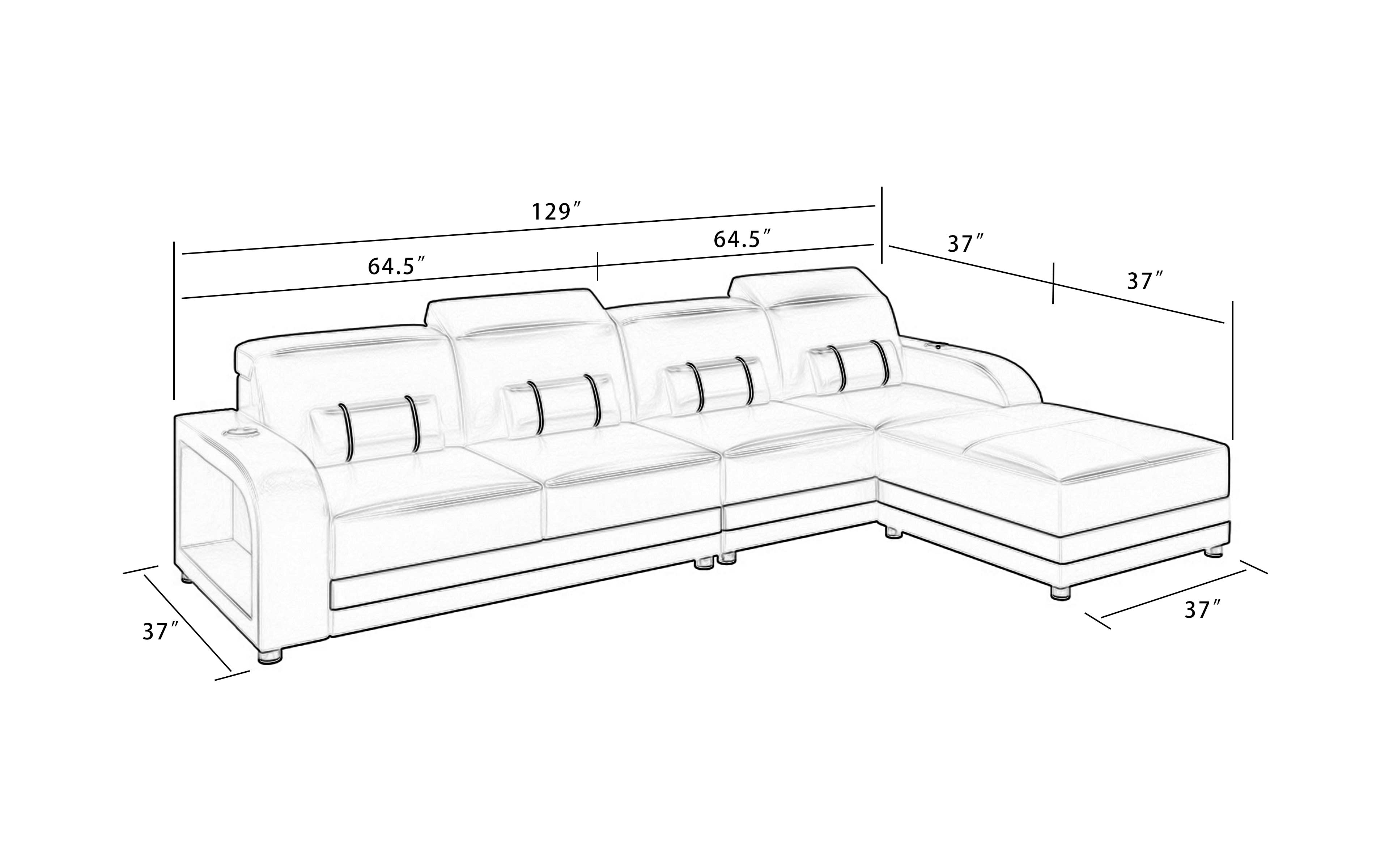 Ronan Modern Sectional with LED, Layout. Jubilee Furniture