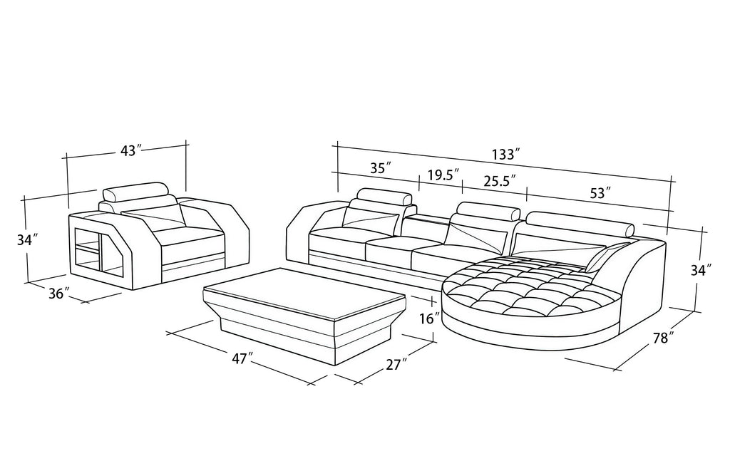 Lonsdale Leather Sectional with Shape Chaise