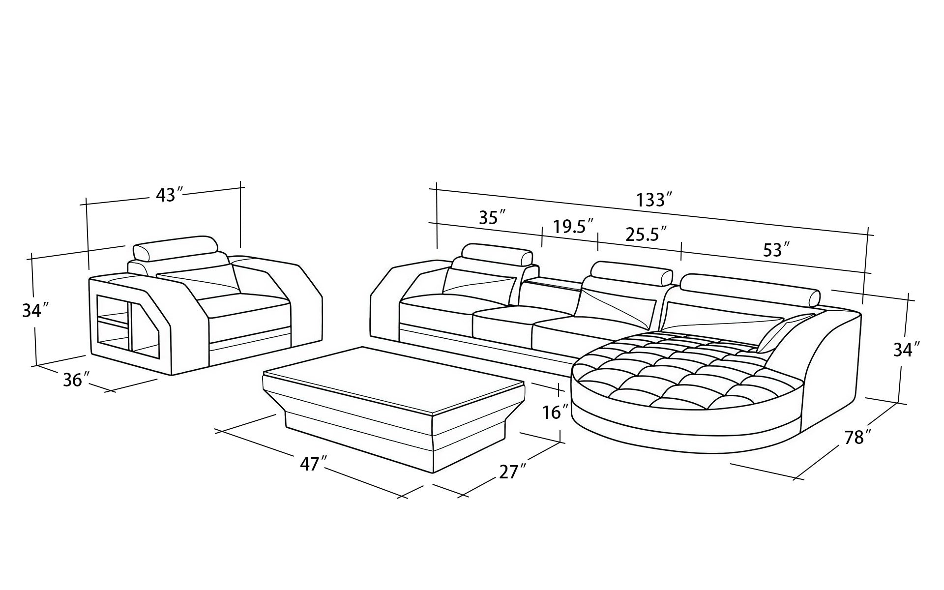 Lonsdale Leather Sectional with Shape Chaise