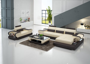 Mirak Mini Modern Leather Sectional with Chaise