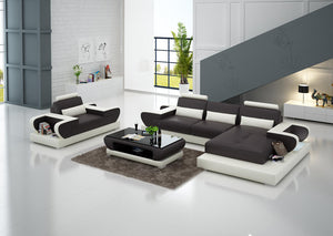 Mirak Mini Modern Leather Sectional with Chaise