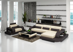 Nebula Mini Modern Leather Sectional with Chaise