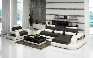Talos Mini Modern Leather Sectional with Chaise