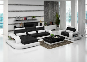 Nebula Mini Modern Leather Sectional with Chaise