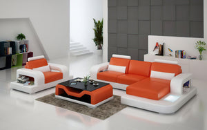 Tara Mini Modern Leather Sectional with Chaise
