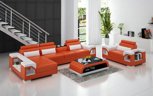 Talos Small Modern Leather Sectional with Armrest Chair