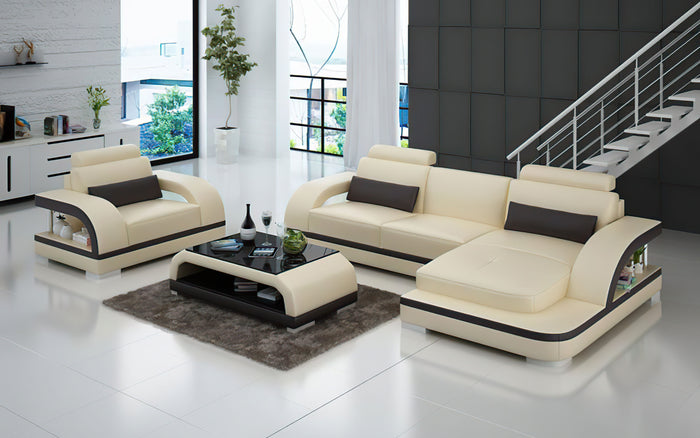 Nexso Mini Modern Leather Sectional with Chaise