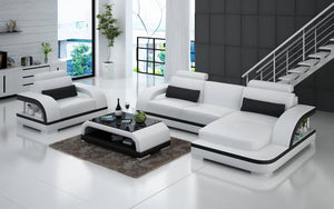 Nexso Mini Modern Leather Sectional with Chaise