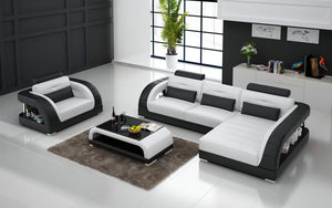Lacus Mini Modern Leather Sectional with Chaise