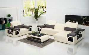 Edwin Mini Modern Leather Sectional with Chaise
