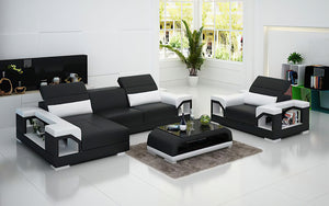 Edwin Mini Modern Leather Sectional with Chaise