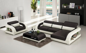 Monte Mini Modern Leather Sectional with Chaise