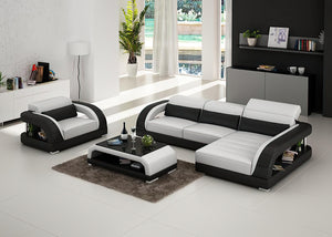 Monte Mini Modern Leather Sectional with Chaise