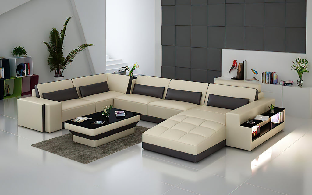 Silian Modern U-Shape Leather Sectional