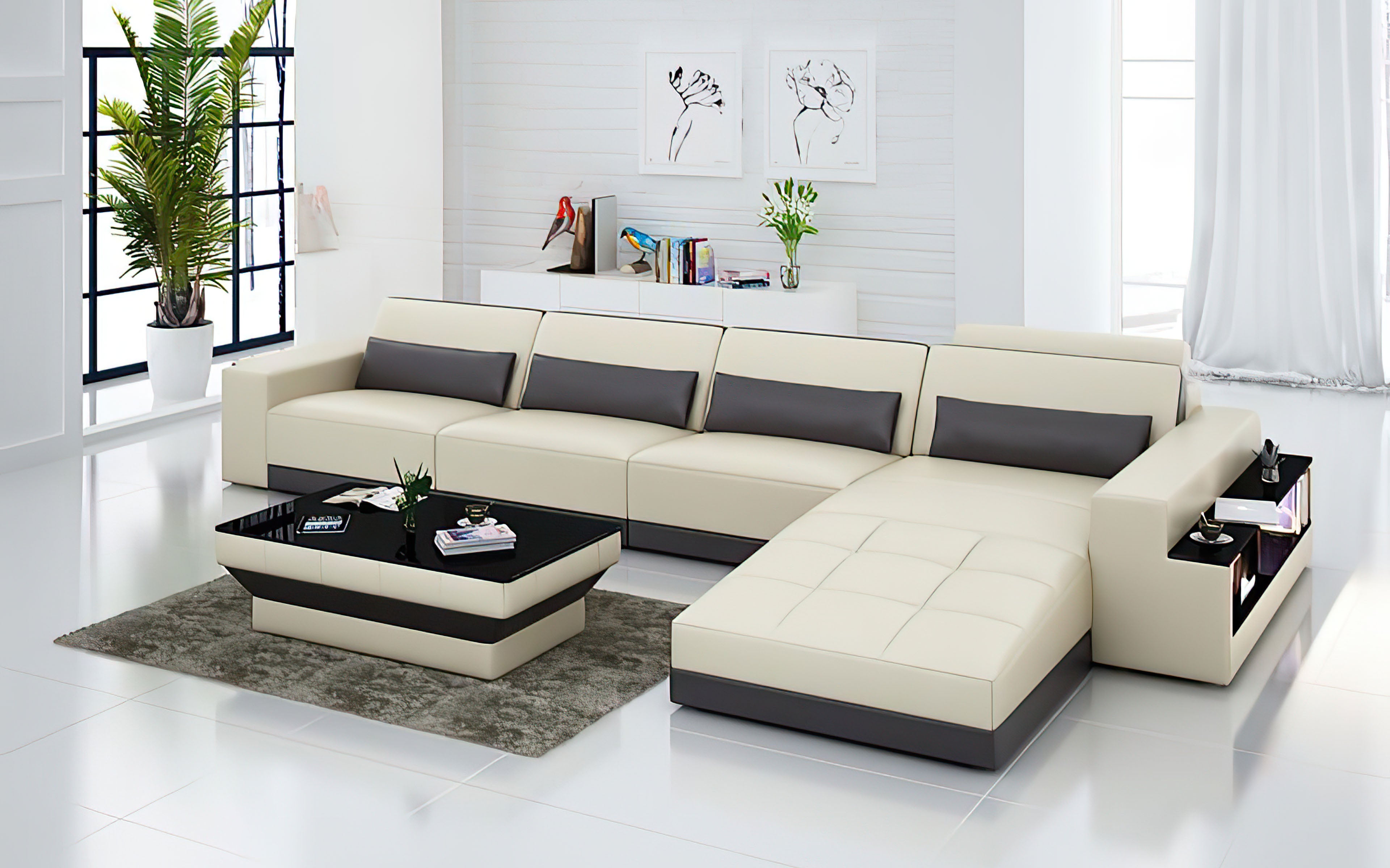 Silian Small Modern Leather Sectional