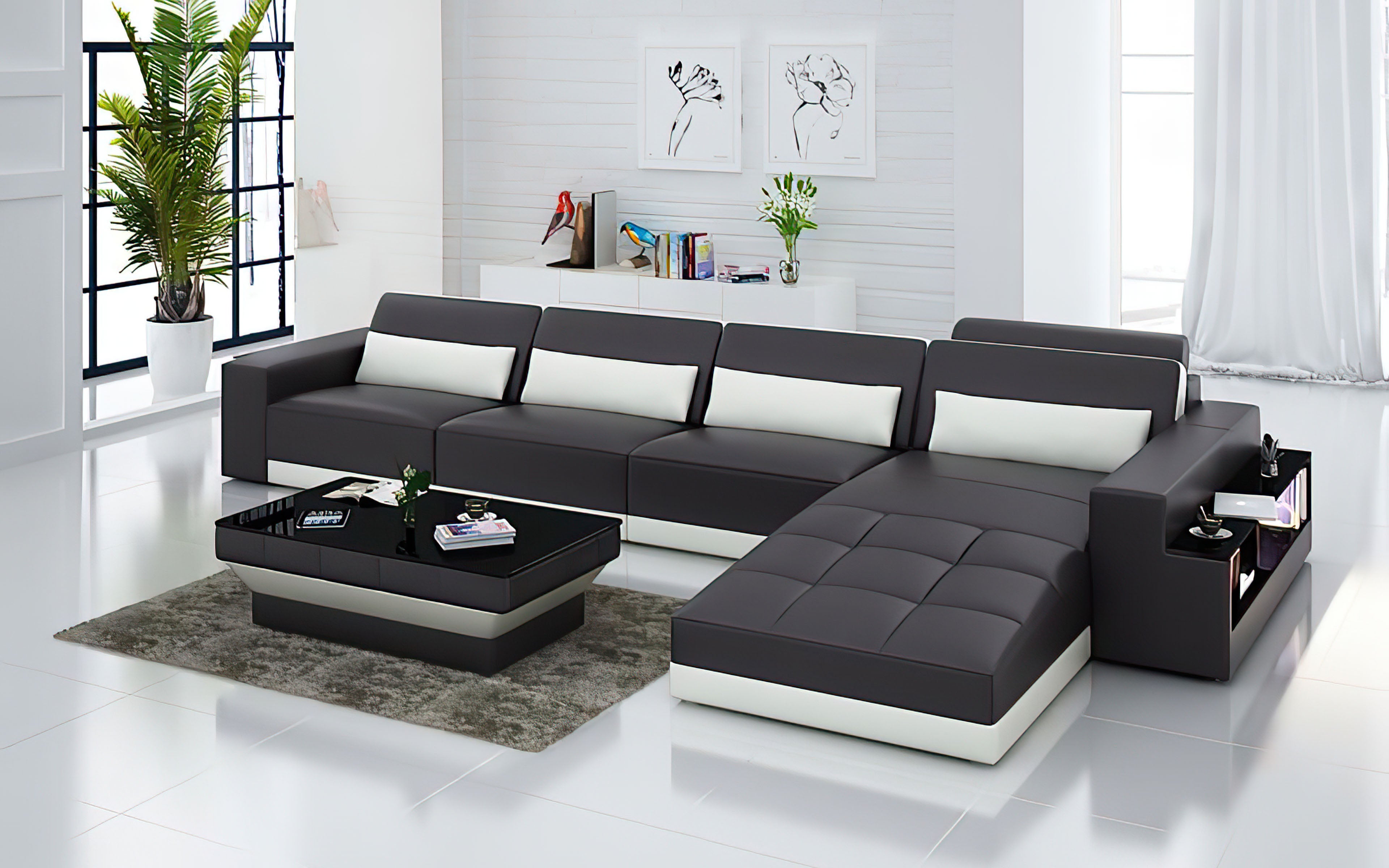 Silian Small Modern Leather Sectional