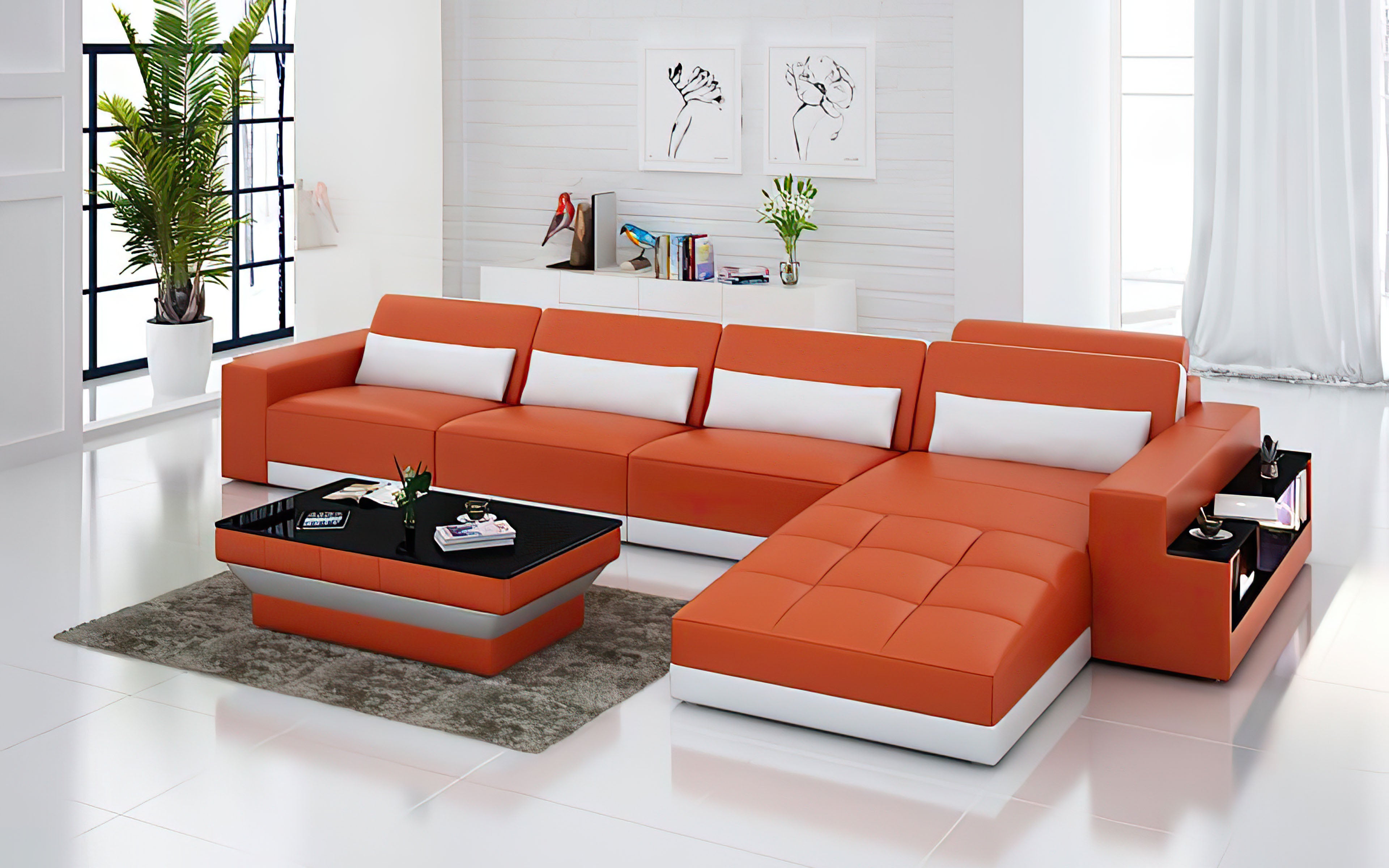 Silian Small Modern Leather Sectional