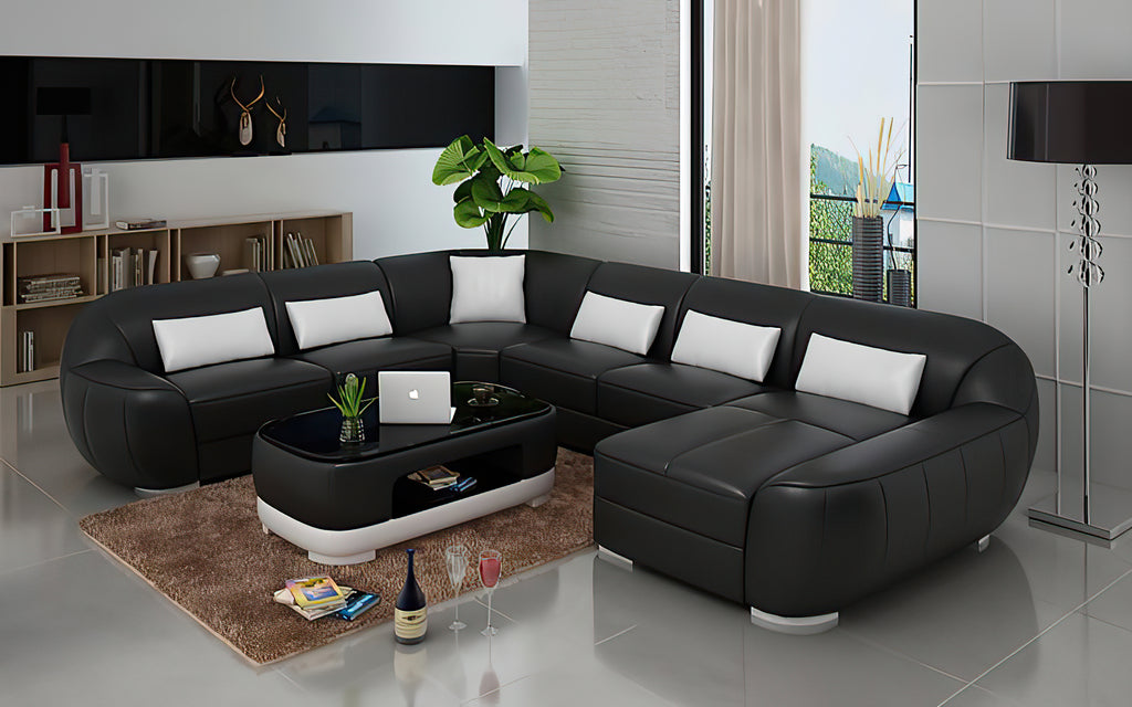 Semira Modern U-Shape Leather Sectional