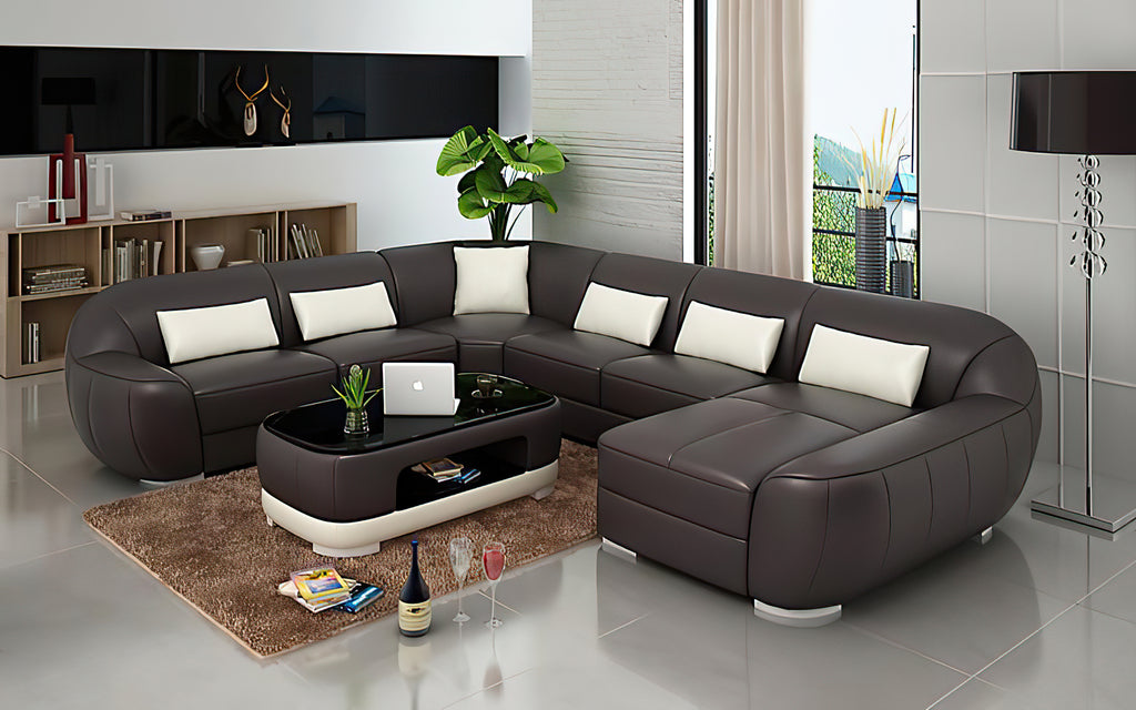 Semira Modern U-Shape Leather Sectional