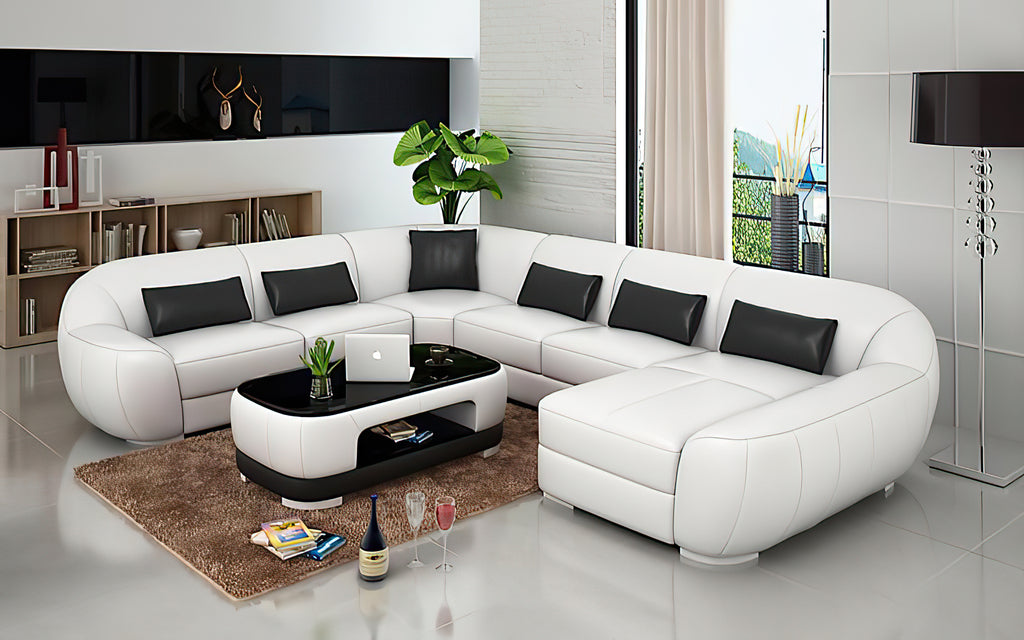 Semira Modern U-Shape Leather Sectional