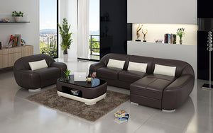 Semira Mini Modern Leather Sectional with Chaise