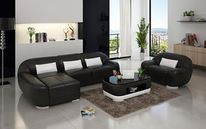 Semira Mini Modern Leather Sectional with Chaise
