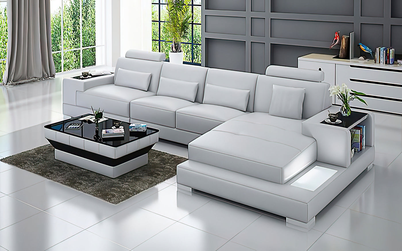 Giana Small Modern Leather Sectional