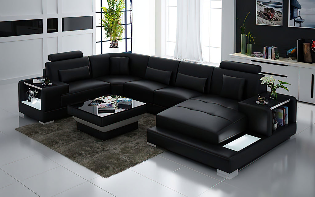 Giana Modern U-Shape Leather Sectional