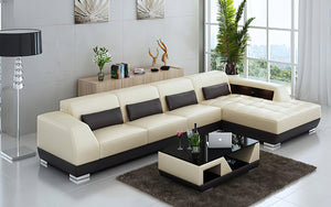 Amanda Small Modern Leather Sectional with Tufted Chaise