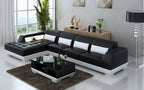 Amanda Small Modern Leather Sectional with Tufted Chaise